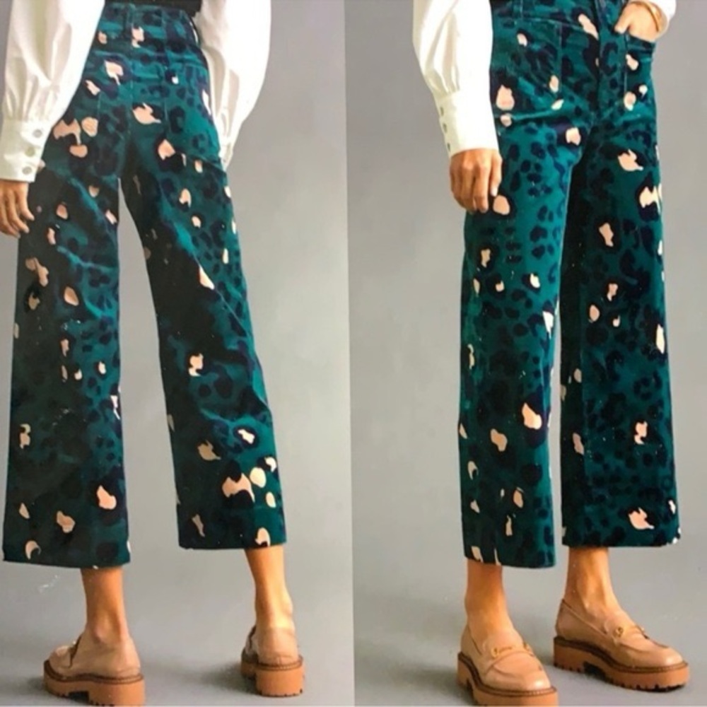 Maeve cropped corduroy leopard print